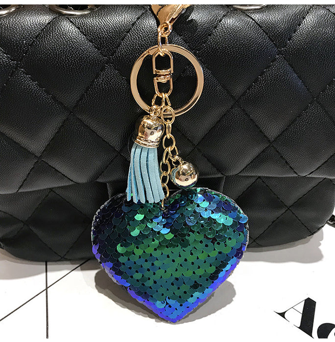 Jewelry WholesaleWholesale Sequin Heart Shape Metal Keychain JDC-KC-FeiRun039 Keychains 飞润 %variant_option1% %variant_option2% %variant_option3%  Factory Price JoyasDeChina Joyas De China