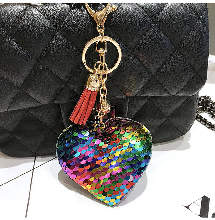 Jewelry WholesaleWholesale Sequin Heart Shape Metal Keychain JDC-KC-FeiRun039 Keychains 飞润 %variant_option1% %variant_option2% %variant_option3%  Factory Price JoyasDeChina Joyas De China