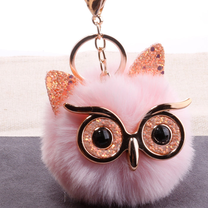 Jewelry WholesaleWholesale Imitation Rabbit Fur Owl Alloy Acrylic Fur Ball Keychain JDC-KC-QiShi004 Keychains 奇释 %variant_option1% %variant_option2% %variant_option3%  Factory Price JoyasDeChina Joyas De China