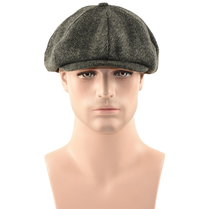 Wholesale Hat Wool Retro Striped Peaked Cap JDC-FH-TaoW001