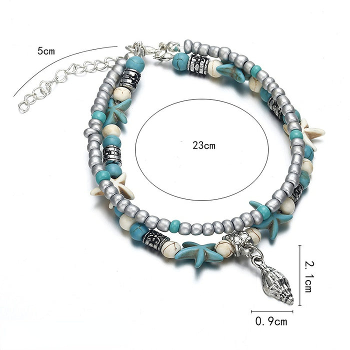 Jewelry WholesaleWholesale Conch Starfish Rice Bead Alloy Anklet JDC-AS-b023 Anklet 久通 %variant_option1% %variant_option2% %variant_option3%  Factory Price JoyasDeChina Joyas De China