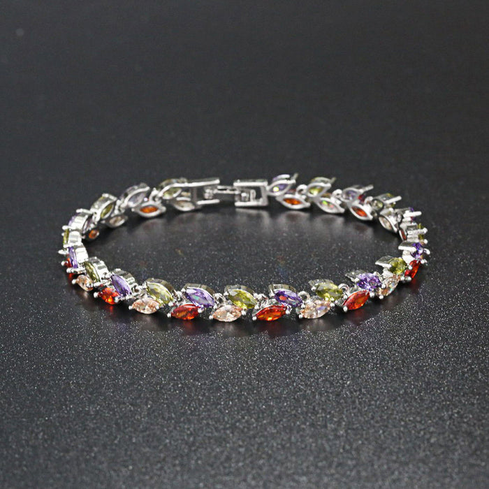 Jewelry WholesaleWholesale colorful crystal willow leaf copper zircon bracelet MOQ≥2 JDC-BT-Kas003 Bracelet 卡诗 %variant_option1% %variant_option2% %variant_option3%  Factory Price JoyasDeChina Joyas De China