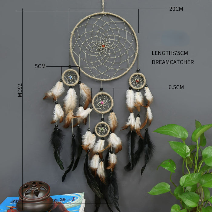 Feather de plumas al por mayor Hoop Woven Dreamcatcher MOQ≥2 JDC-DC-YXUAN004