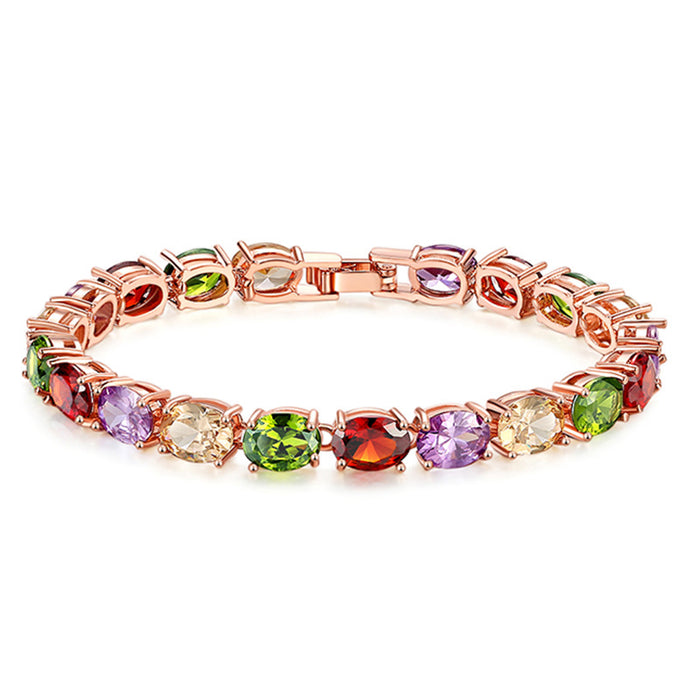 Wholesale Colorful Zircon Elegant Zircon Flash Diamond Color Bracelet Set JDC-BT-DDD001