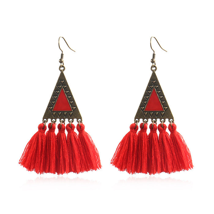 Jewelry WholesaleWholesale long ethnic yarn tassel earrings JDC-ES-HH006 Earrings 汉虹 %variant_option1% %variant_option2% %variant_option3%  Factory Price JoyasDeChina Joyas De China