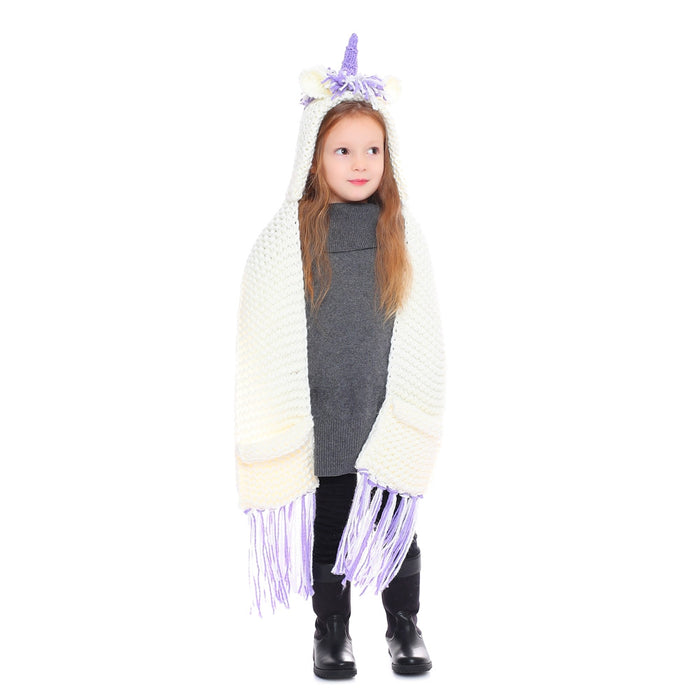 Wholesale Hat Acrylic Kids Unicorn Scarf Shawl Cape MOQ≥3 JDC-FH-Xianju002