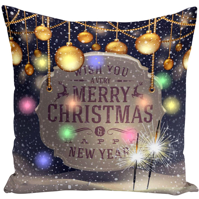 Wholesale Pillowcase Short Plush Christmas LED Light Printing MOQ≥5 JDC-PW-Yifan003