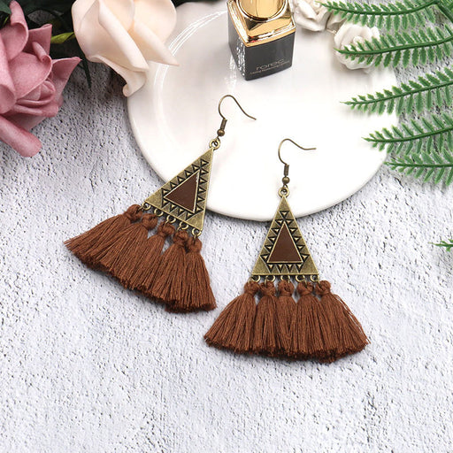 Jewelry WholesaleWholesale long ethnic yarn tassel earrings JDC-ES-HH006 Earrings 汉虹 %variant_option1% %variant_option2% %variant_option3%  Factory Price JoyasDeChina Joyas De China