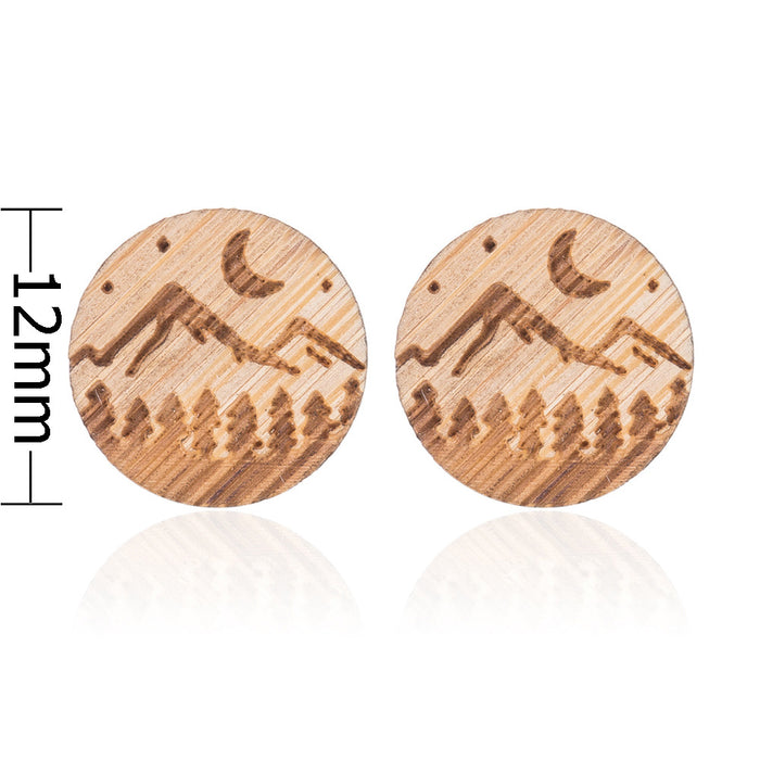 Wholesale Woods Stars Moon Wood Earrings JDC-ES-SS015