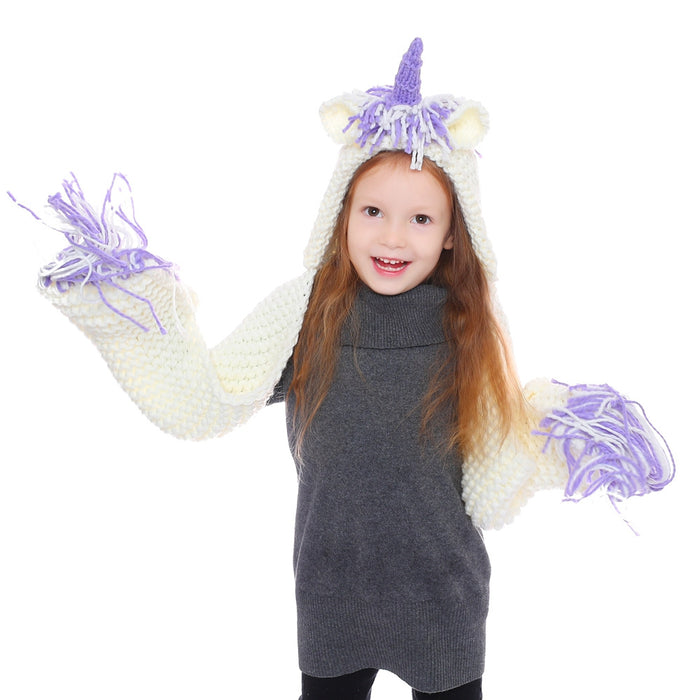 Wholesale Hat Acrylic Kids Unicorn Scarf Shawl Cape MOQ≥3 JDC-FH-Xianju002