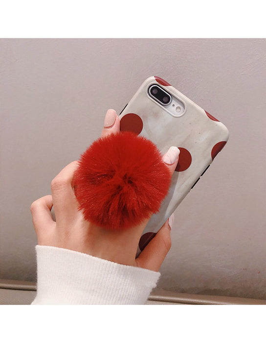 Wholesale Plush Ball Autumn Winter Phone Holder MOQ≥2 JDC-PS-XDS004