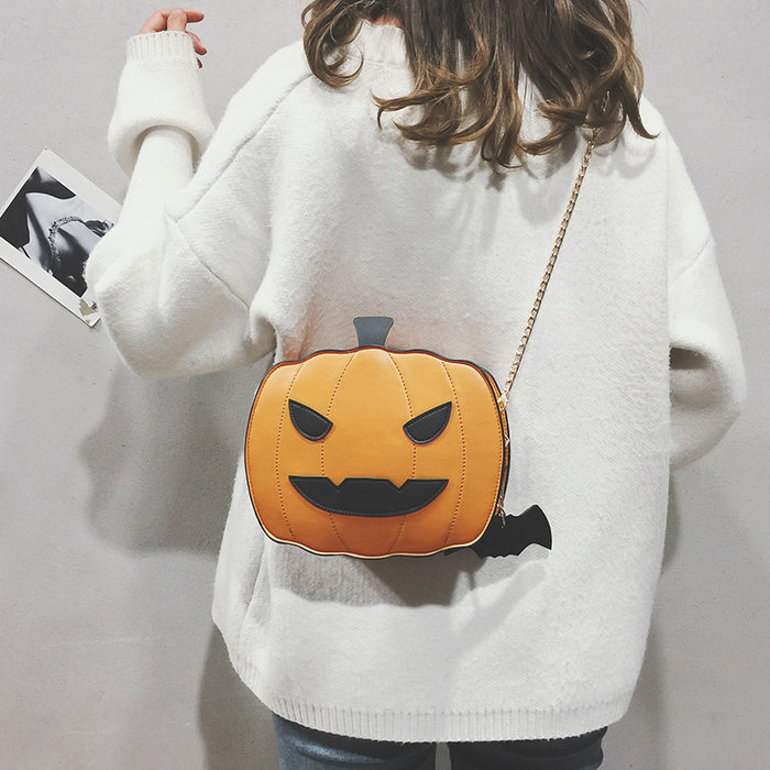 Wholesale Shoulder Bag Polyester Halloween Cute Pumpkin Chain Bag MOQ≥2 JDC-SD-Chufeng001