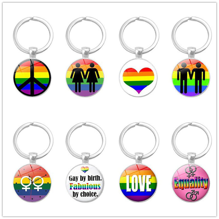 Jewelry WholesaleWholesale Gay Pride Day LGBT Rainbow Time Gem Keychain JDC-KC-XuS006 Keychains 溆水 %variant_option1% %variant_option2% %variant_option3%  Factory Price JoyasDeChina Joyas De China