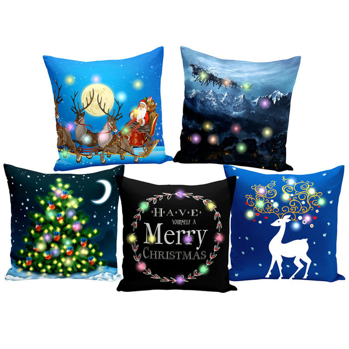 Wholesale Pillowcase Short Plush Christmas LED Light Printing MOQ≥5 JDC-PW-Yifan003