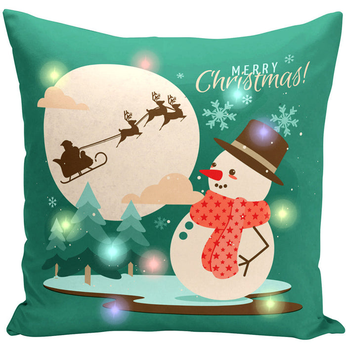 Wholesale Pillowcase Short Plush Christmas LED Light Printing MOQ≥5 JDC-PW-Yifan003