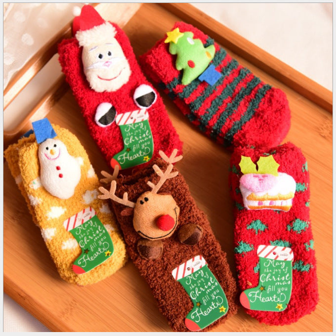 Wholesale Sock Coral Fleece Christmas Autumn Winter Thick JDC-SK-XinER002