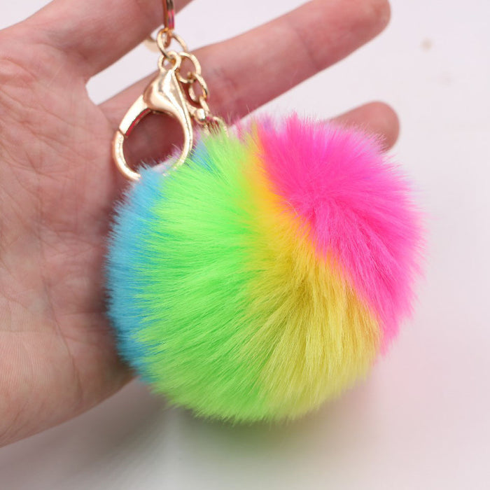 Jewelry WholesaleWholesale Alloy Faux Hair Rainbow Hair Ball Pom Pom Keychain JDC-KC-Zuge037 Keychains 祖格 %variant_option1% %variant_option2% %variant_option3%  Factory Price JoyasDeChina Joyas De China