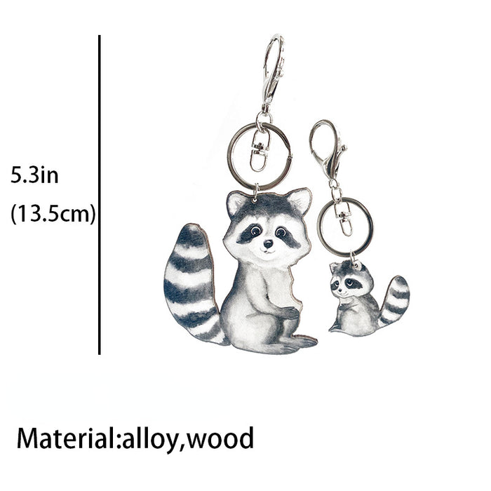 Wholesale Cat Raccoon Hedgehog Wood Keychain MOQ≥2 JDC-KC-HeYi009