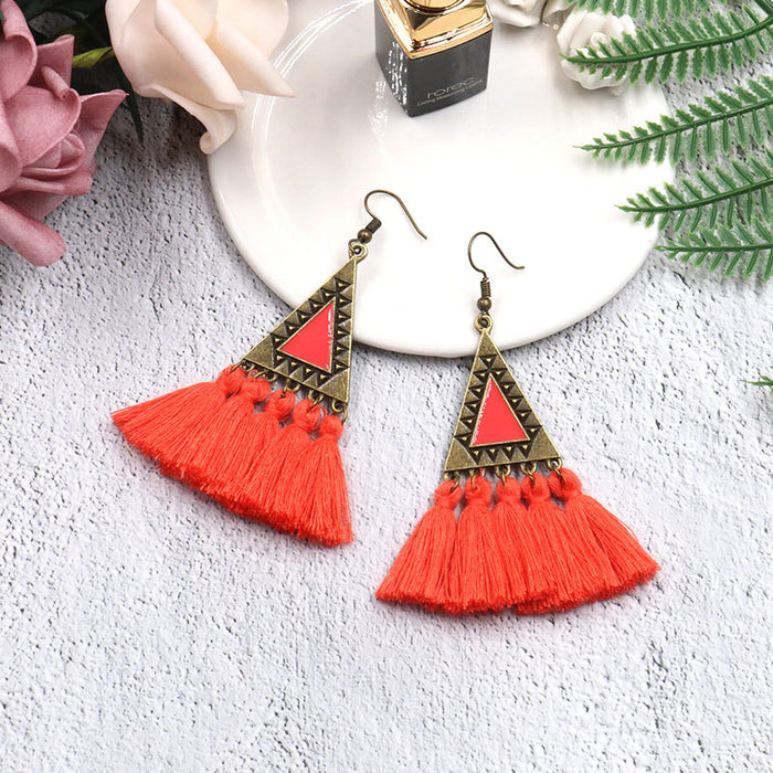 Jewelry WholesaleWholesale long ethnic yarn tassel earrings JDC-ES-HH006 Earrings 汉虹 %variant_option1% %variant_option2% %variant_option3%  Factory Price JoyasDeChina Joyas De China