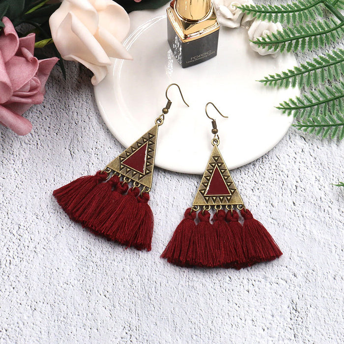 Jewelry WholesaleWholesale long ethnic yarn tassel earrings JDC-ES-HH006 Earrings 汉虹 %variant_option1% %variant_option2% %variant_option3%  Factory Price JoyasDeChina Joyas De China