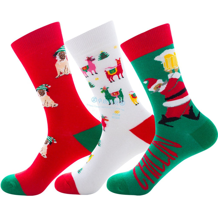 Wholesale Socks Cotton Christmas Old Man Elk Snowflake MOQ≥3 JDC-SK-ZhuoQi003