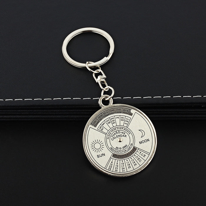 Wholesale creative men's Chinese and English perpetual calendar keychain JDC-KC-ManM026