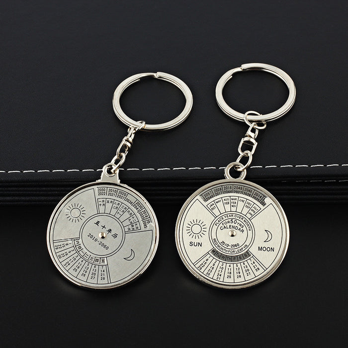 Wholesale creative men's Chinese and English perpetual calendar keychain JDC-KC-ManM026