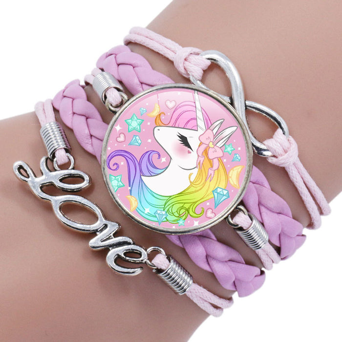 Jewelry WholesaleWholesale Cartoon Alloy Artificial Leather Glass Time Gemstone Braided Bracelet JDC-BT-NingX007 Bracelet 柠祥 %variant_option1% %variant_option2% %variant_option3%  Factory Price JoyasDeChina Joyas De China