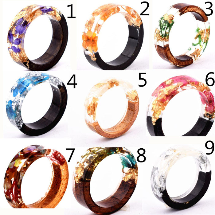 Wholesale Wood Luminous Amber Rings MOQ≥2 JDC-RS-PingD002