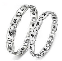 Wholesale Magnetic Jewelry Stainless Steel Gold Double Row Magnet Stone Bracelet JDC-BT-WJTD002