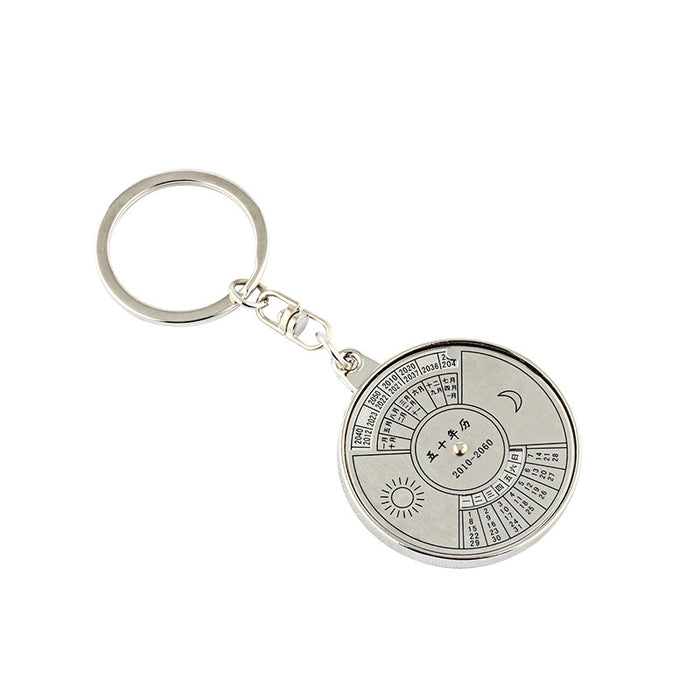 Wholesale creative men's Chinese and English perpetual calendar keychain JDC-KC-ManM026