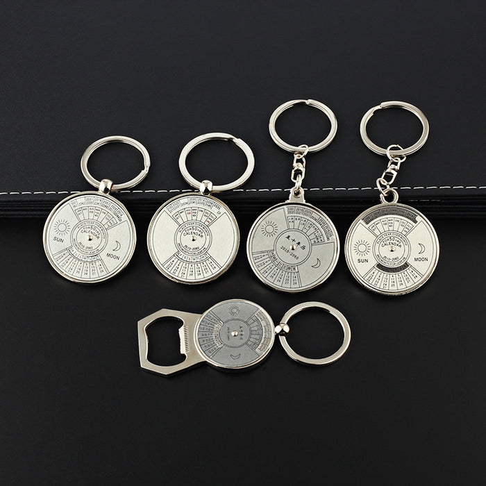 Wholesale creative men's Chinese and English perpetual calendar keychain JDC-KC-ManM026