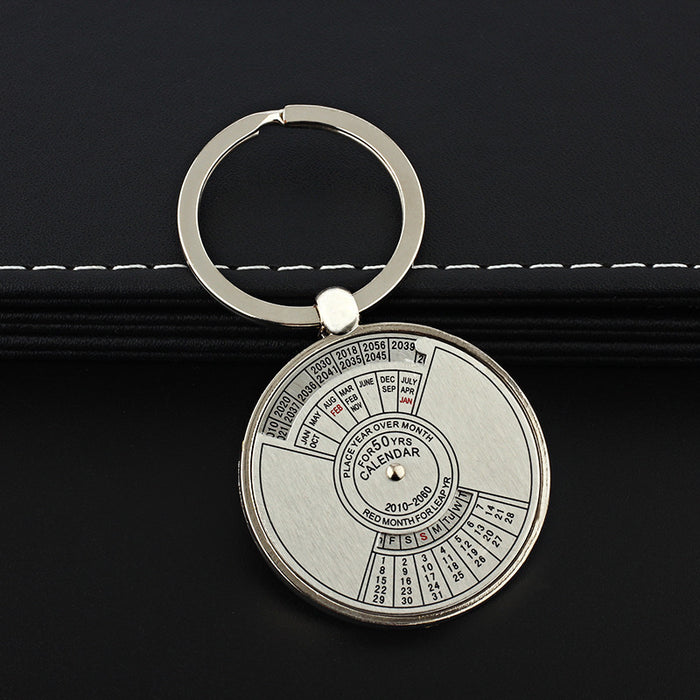 Wholesale creative men's Chinese and English perpetual calendar keychain JDC-KC-ManM026