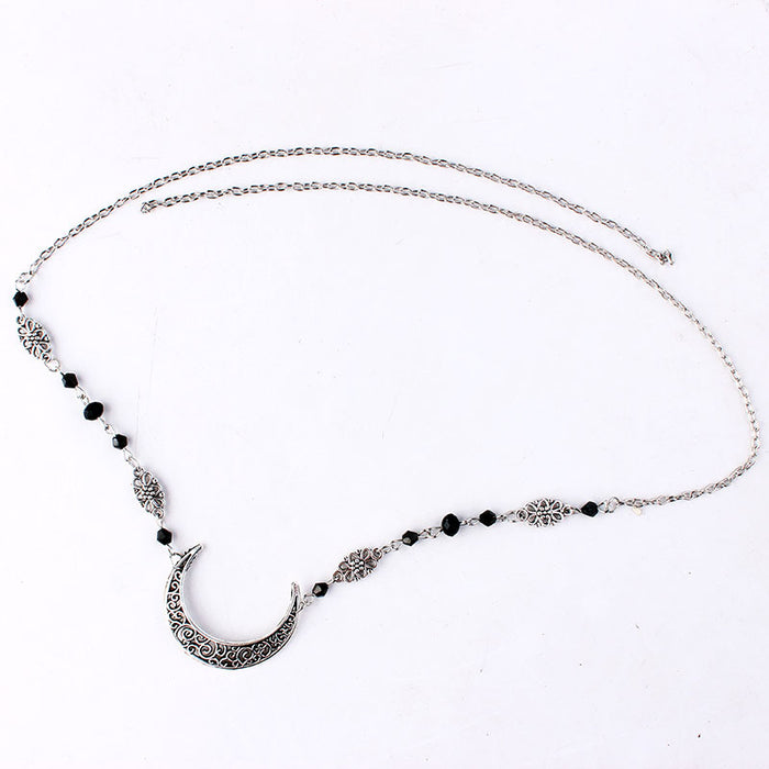 Wholesale Headband Alloy Hollow Moon Pattern Retro Natural Stone Crystal Beads MOQ≥2 JDC-HD-Lingda001