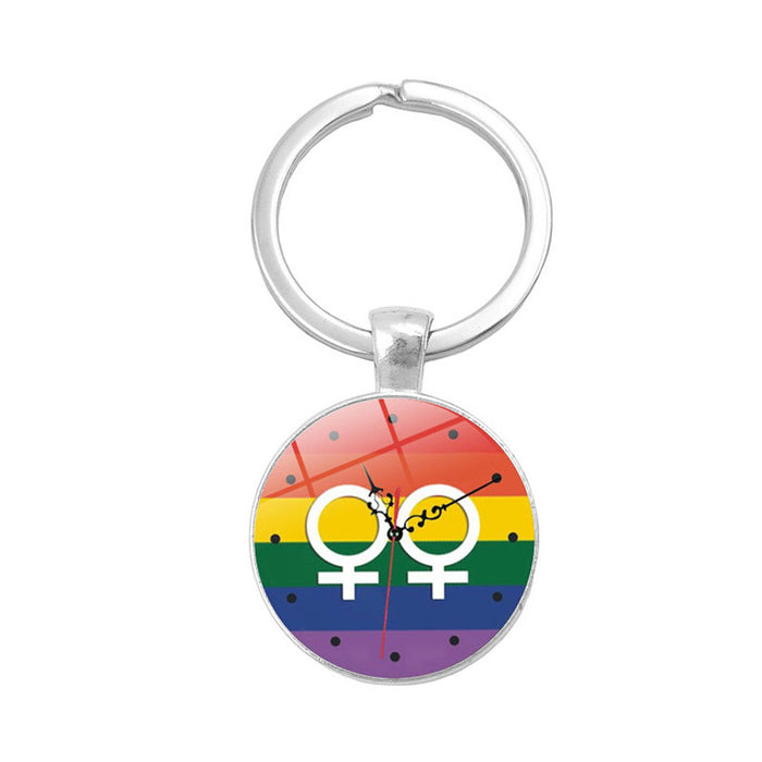 Jewelry WholesaleWholesale Gay Pride Day LGBT Rainbow Time Gem Keychain JDC-KC-XuS006 Keychains 溆水 %variant_option1% %variant_option2% %variant_option3%  Factory Price JoyasDeChina Joyas De China