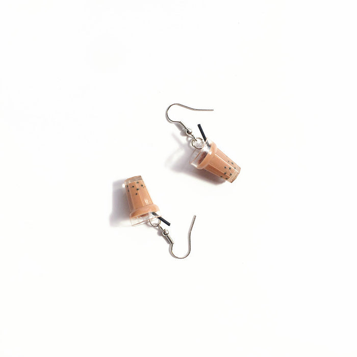 Wholesale Pearl Milk Tea Resin Earrings Ear Clips JDC-ES-Chouteng003