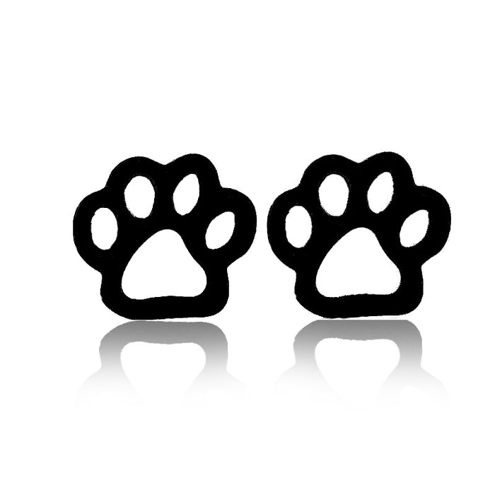 Wholesale Hollow Dog Paw Cat Paw Pet Footprint Stainless Steel Earrings JDC-ES-SS005