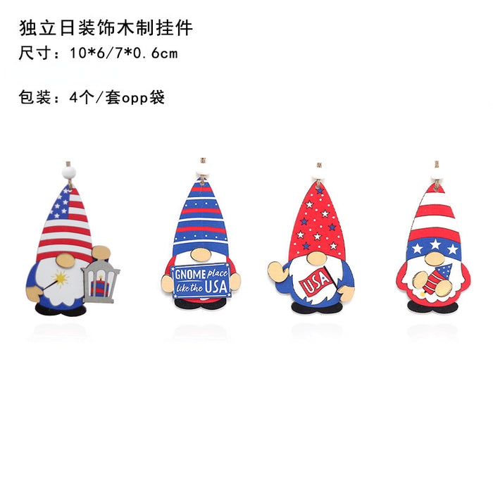 Wholesale 4th of July Independence Day Wooden Ornaments Faceless Old Man MOQ≥2 JDC-OS-SY006