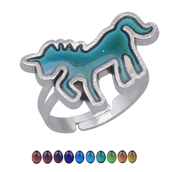 Wholesale Zinc Alloy Enamel Cartoon Turtle Animal Thermochromic Ring JDC-RS-LanA002