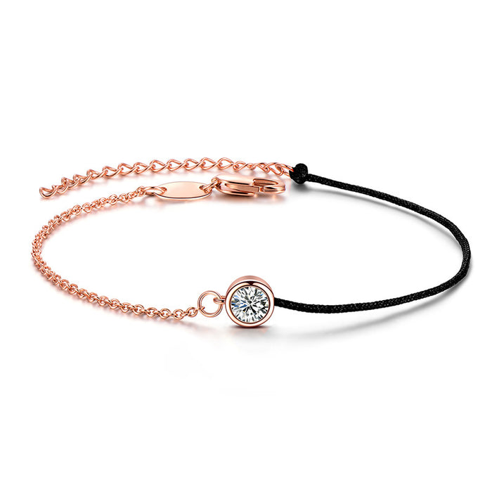 Wholesale Red String Bracelet Rose Gold Zircon Single Diamond Bracelet JDC-BT-DiL002