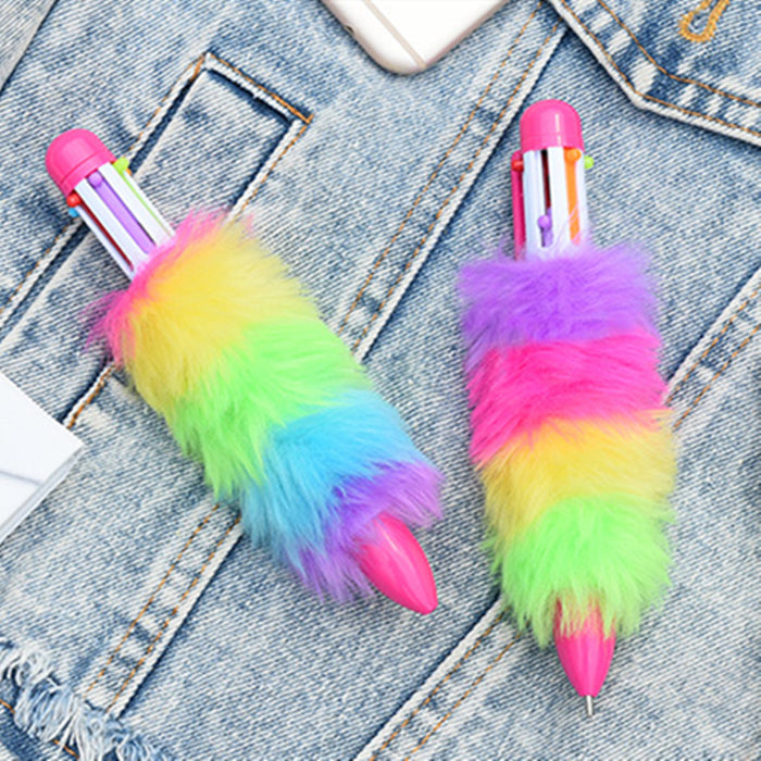 Wholesale Ballpoint Pen Plastic Color Plush Pen 6 Colors JDC-BP-lixue004