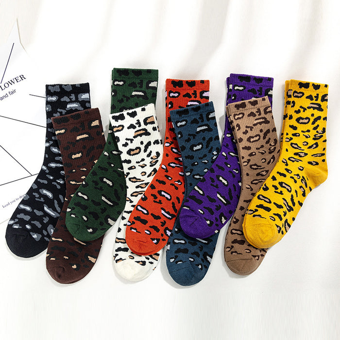 Jewelry WholesaleWholesale Leopard Print Cotton Mid Tube Women Socks JDC-SK-YuQ001 Sock 遇晴 %variant_option1% %variant_option2% %variant_option3%  Factory Price JoyasDeChina Joyas De China