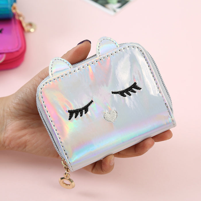 Wholesale Short Laser Card Holder Cat Cute Cartoon Wallet JDC-WT-Sumanshu004