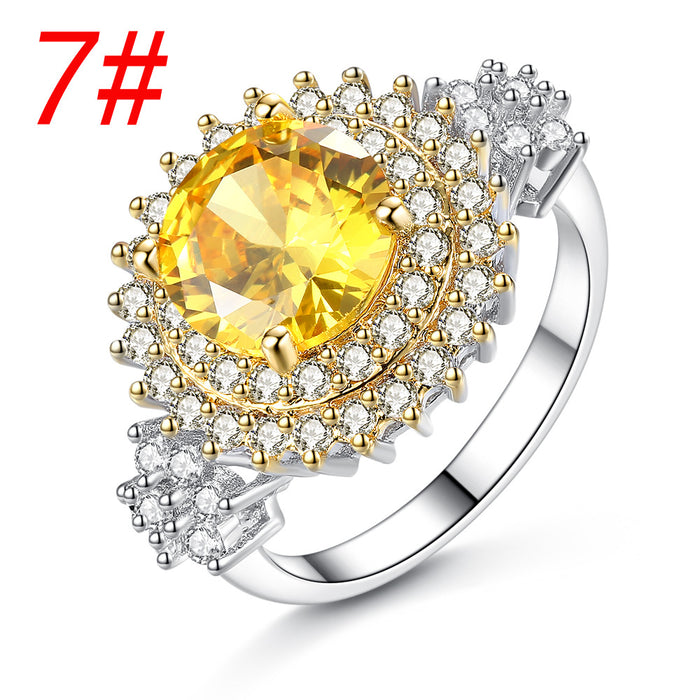 Jewelry WholesaleWholesale Yellow Zircon Electroplated Copper Ring JDC-RS-MiMeng040 Rings 米萌 %variant_option1% %variant_option2% %variant_option3%  Factory Price JoyasDeChina Joyas De China