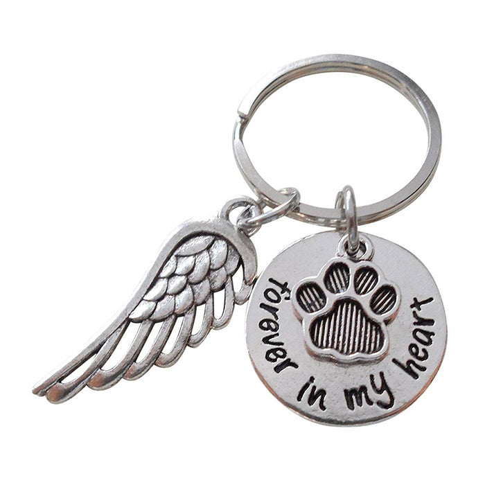 Jewelry WholesaleWholesale Metal Paw Print Wings Pet Memorial Keychain MOQ≥2 JDC-KC-GSCT003 Keychains 彩桃 %variant_option1% %variant_option2% %variant_option3%  Factory Price JoyasDeChina Joyas De China