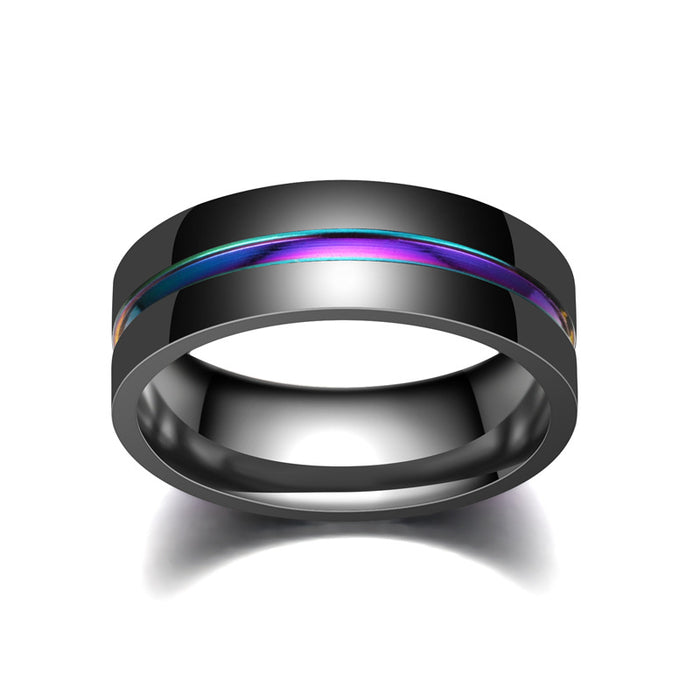 Wholesale Ring Stainless Steel Black Slotted Colorful Men's Domineering Ring MOQ≥2 JCD-RS-TS001