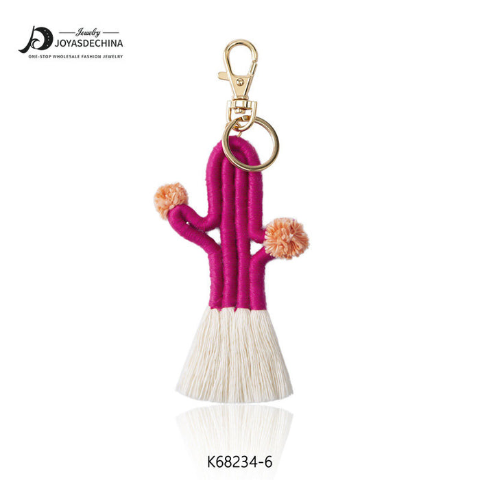 Wholesale hand woven Bohemian cactus keychain MOQ≥2 JDC-KC-JM008