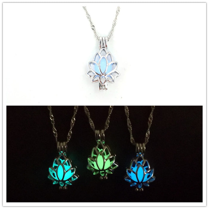 Jewelry WholesaleWholesale Popular Lotus Photo Box Luminous Pendant JDC-NE-zifei003 Necklaces 紫菲 %variant_option1% %variant_option2% %variant_option3%  Factory Price JoyasDeChina Joyas De China