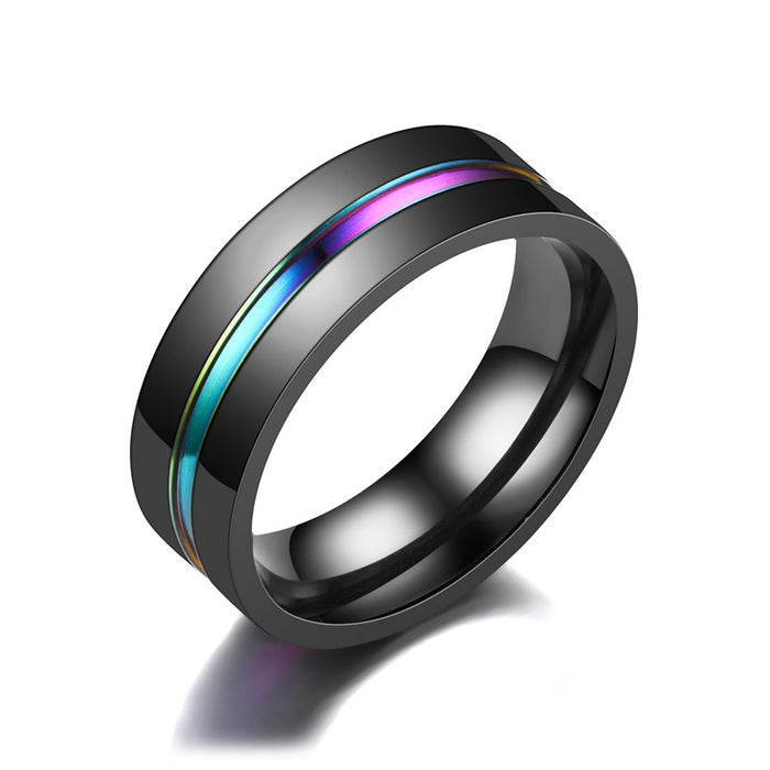 Wholesale Ring Stainless Steel Black Slotted Colorful Men's Domineering Ring MOQ≥2 JCD-RS-TS001