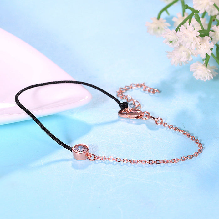 Wholesale Red String Bracelet Rose Gold Zircon Single Diamond Bracelet JDC-BT-DiL002